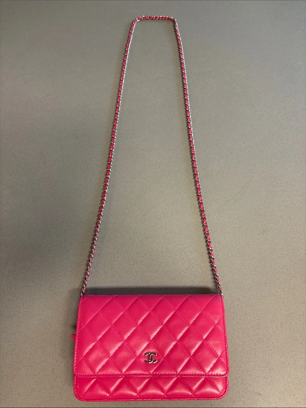 CHANEL Pink Lambskin Classic Quilted Wallet On a Chain - Picture 14 of 15